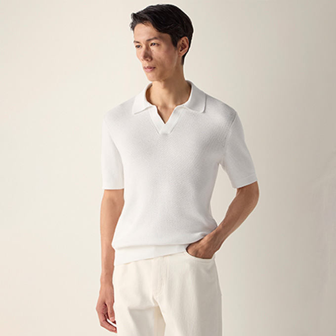zegna 26ss premium cotton knit short sleeve polo shirt